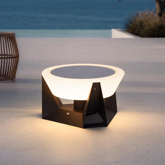 VZVI Solar Floor Lamp, IP54 Large Solar Lanterns Outdoor Waterproof with Remote Control, E26 Dusk to Dawn Floor Lamps Lantern, Modern Design Dimmable Outdoor Lanterns for Porch Deck Patio, 3000K Light