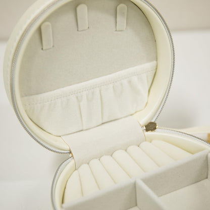COLLECTIVE HOME Monogram Jewelry Box for Travel - 4.5 Inch Spacious Organizer with Zipper Closure, Gold Chain & Letter Engraving, Personalized Gift Case for Women/Bridesmaids (r)