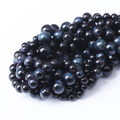 45PCS 8MM AAA Blue Black Tiger Eye Stone Beads Natural Gemstone Bead Crystal Healing Energy Jewelry Making DIY 15 inches