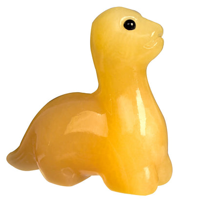 Hguxmcu Hand Carved Yellow Jade Dinosaur Figurine 2 Inch Healing Crystal Statue Realistic Gemstone Animal Sculpture Reiki Energy Decor Lucky Gift for Meditation Collectors