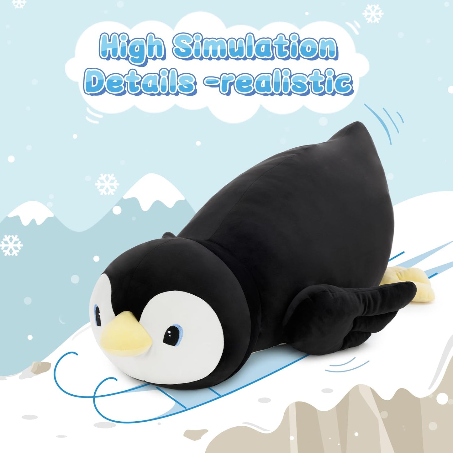 MorisMos 39.4 Inch Penguin Stuffed Animal Plush Toy, Long Penguin Plush Body Pillow, Cuddly Stuffed Penguin Plushie for Sleeping & Home Decor, Christmas Valentine's Birthday Gift for Adults & Kids