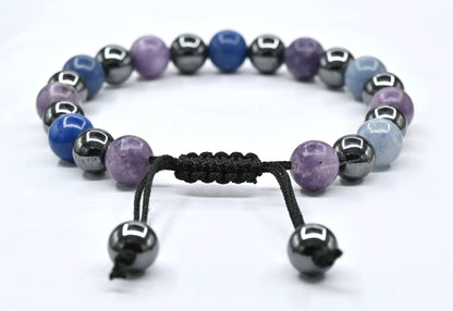 Amazing Gemstone Stop Drinking Alcohol Manifestation Bracelet - Lepidolite Blue Aventurine Hematite Bracelet Set for Men Women Healing Calming Anxiety Stress Relief Gifts(Adjustable)