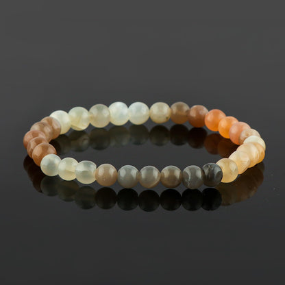 TGH Natural Multi Moonstone Bracelet – Healing Crystal Jewelry for Emotional Balance & Intuition – Handmade 6mm Beads Elastic Stretch Bracelet 7.5 Inch for Women & Men Christmas Gift