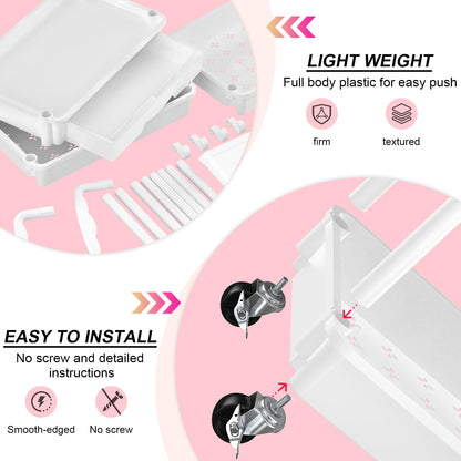 Goovilla 3 Tier Rolling Utility Cart Organizer with Removable Drawer, Stable and Sturdy White Rolling Storage Carts with 2 Lockable Wheels for Bathroom, Kitchen, Snack, Craft, Makeup, Baby Essentials