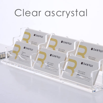 SANRUI Acrylic Business Card Display Holder for Desk, Clear Multiple Desktop Business Card Stand Organizer Storage, for Exhibition, Home, Office,2 Tier 6 Pocket, 360 Card Capacity