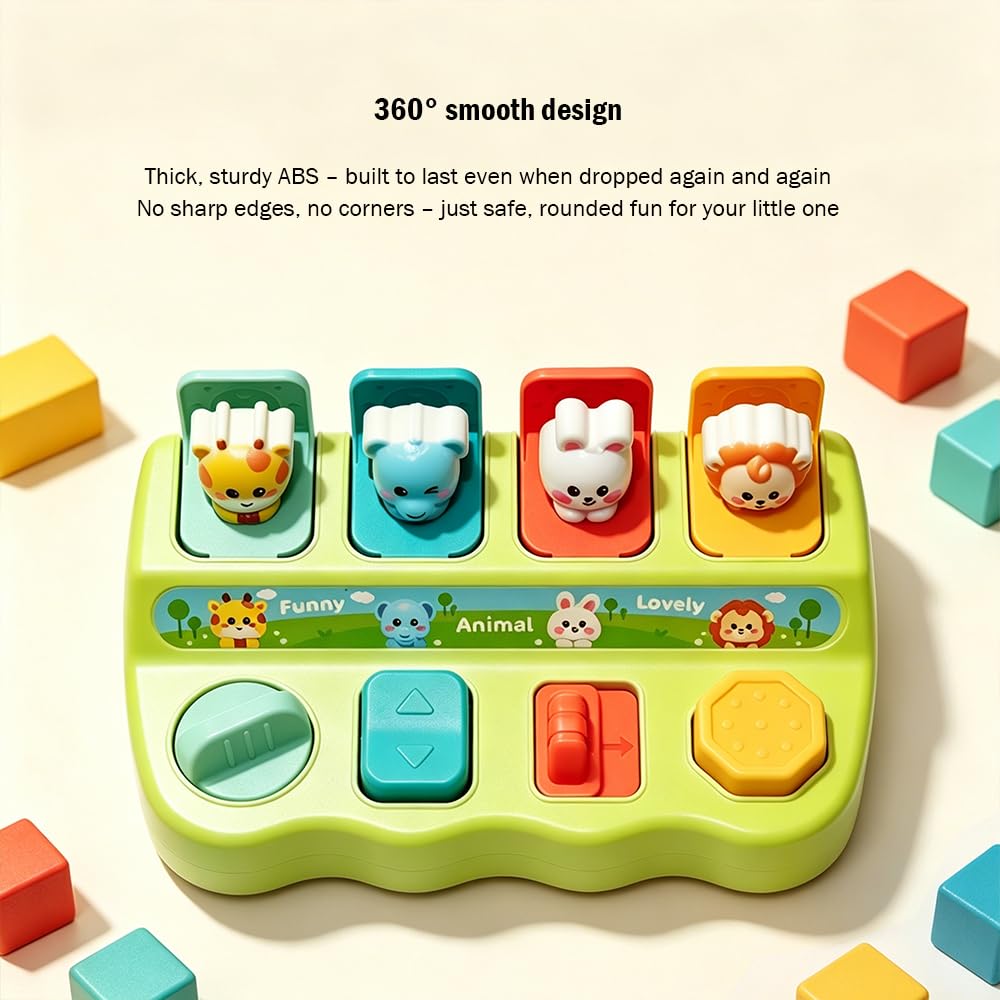 QXYXGS Pop Up Toys for 1 Year Old Boy Girl, Baby Interactive Animal Toy, Montessori Cause and Effect Learning Game, Fine Motor Skills Development, Birthday Gift for 6-12 12-18 Months Toddlers Green