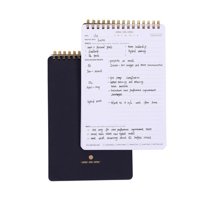 Business Meeting Notebook for Work With Action Items – Bestselling 1:1 Spiral Notepad is Great for Managers, Team Leads, Educators - Keep Notes Organized During Note-taking Process -Black-A5