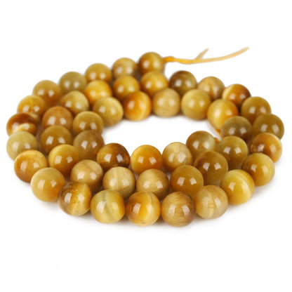 Natural Honey Gold Tiger Eye Beads, Grade AAA Gemstone Round Loose Beads 10MM 40PCs Bulk Lot Options, Semi Precious Stone Beads for Jewelry Making