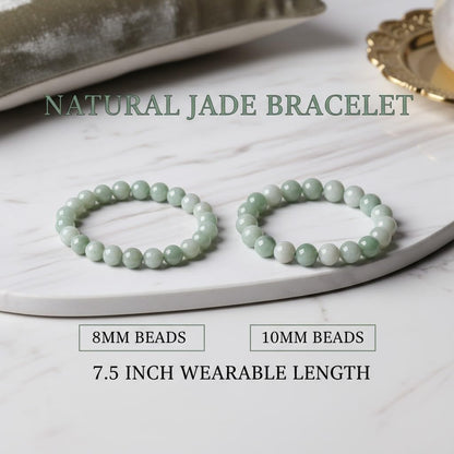 The Vida Handmade AAA+ Quality Crystal Stretch Elastic Bracelet - Nature Gemstone - Jewelry Gift - Holiday Gift - For Women & Men (Jade from Burma)