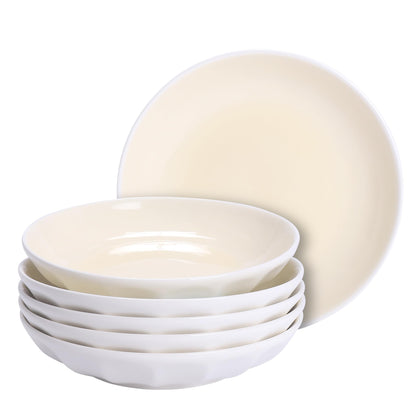 Anveena 8 Inch Porcelain Dinner Plates Set, Cream yellow Salad Serving Plates, Set of 6 - Microwave, Oven, Dishwasher Safe, Scratch-Resistant