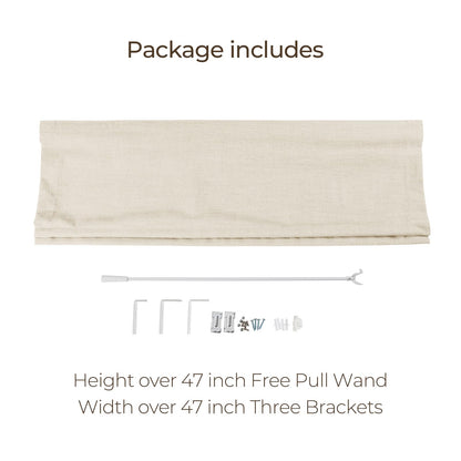 TWOPAGES Linen Roman Shades for Windows Custom Cordless Blinds for Indoor Windows,French Doors,Bedroom, Living Room, Bathroom(Sand Beige, Custom Made)
