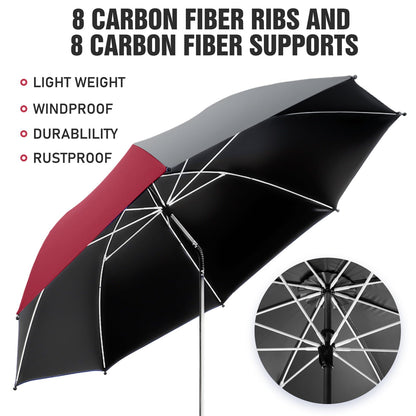 NBtoUS 2 Pack Chair Beach Umbrella with 360 Universal Clamp, UPF50+ Umbrella Outdoor Patio Sun Protection for Chairs, Beach &Patio Use (Grey/Wine Red)