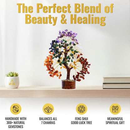 ANAYA AGATE 7 Chakra Tree of Life Crystal Healing Money Tree for Home Living Decor, Office Desk Decor, Handmade Feng Shui Bonsai for Energy, Wealth & Good Luck, Birthday Gifts for Men, Women, Mom