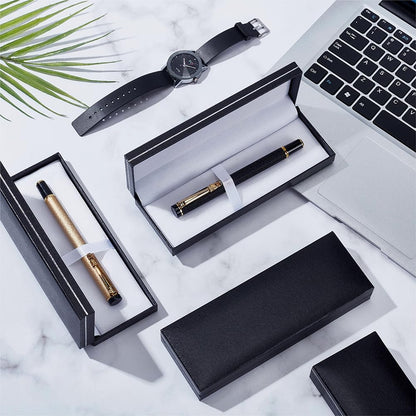 BENECREAT 6 Pcs Black Pen Gift Box, 6.9x2.3x1 Inch PU Leather Penbox, Empty Long Fountain Pen Box for Packaging, Back to School Season, Graduation Season, Office Supplies