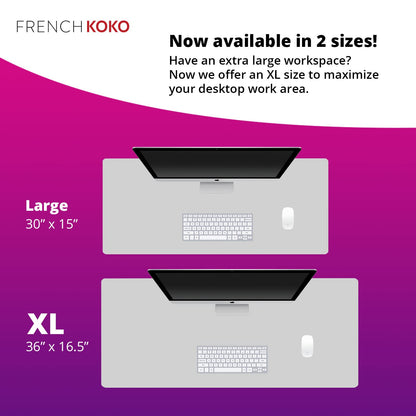 French KOKO Large Mouse Pad Desk Mat Desk Pad Keyboard School Essentials Office Decor Big Extended Laptop Protector Computer Accessories Pretty Mousepad Women Girls Pink Flowers XL Gift