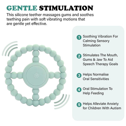 Teething Rings - Baby Teether Toys for Babies 6-18 Months - Vibrating Silicone Baby Chew Toys - Safe Teethers for Soothing Sore Gums - Support Speech- Waterproof Baby Teething Toys for Boys and Girls