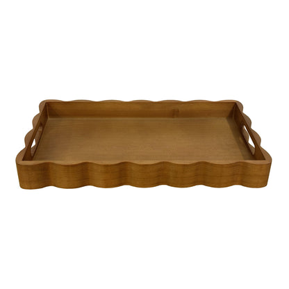 JUIOETURPine Wood Decorative Tray with Handle Rectangular Wooden Serving Tray for Breakfast in Bed,Coffee Table,Dining Table,or Kitchen - Perfect for Living Room,Bedroom,and Entryway Decor (Brown)