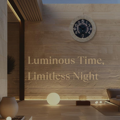 Presentime & Co 14" Illuminated in/Outdoor Clock with Smart Sensor and Night Light, Waterproof, Large Wall Clock with Thermometer & Hygrometer, for Garden and Patio - Coastal Sandstone Finish.