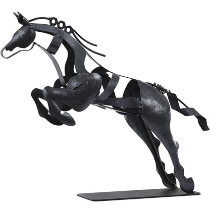 SunBlogs Art Horse Statue, Unique Metal Art Handmade Sculpture for Home Decor, Rustic Decor, Gifts for Horse Lovers (Black)