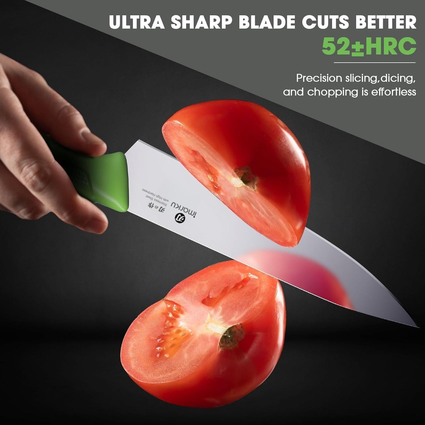 imarku® Knife Set with Block, Sharp Knife Sets with Built-in Sharpener, Japanese Stainless Steel Kitchen Knife Set with Non-Slip Ergonomic Handle, Dishwasher Safe, Best Holiday Gift, Teal Green