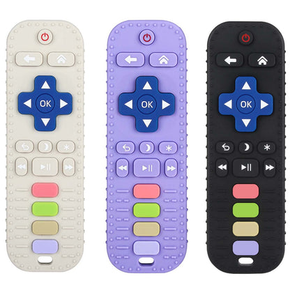 Chuya Silicone Baby Teether Chew Toy for Babies 3-24 Months, Teething Relief Baby Toys for Infants Remote Control Shape (3 Pack)