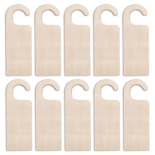 UPIQNG 10Pcs Wooden Door Knob Hanger Unfinished Natural Odorless Wood DIY Craft Painting Writing Signs Blank Double Sided Hanging Tags Decoration (StyleC)