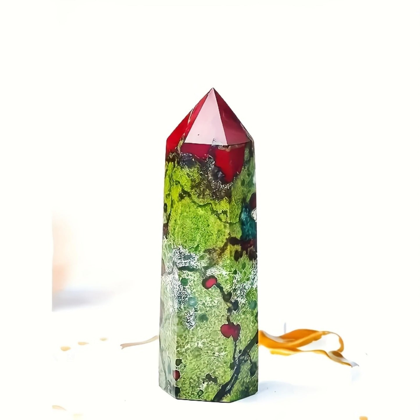 YOUNAIERZX 3-4 Inch Dragon Blood Stone Crystal Quartz Tower Healing Wand Point Faceted Prism Carved Stone for Meditation and Energy