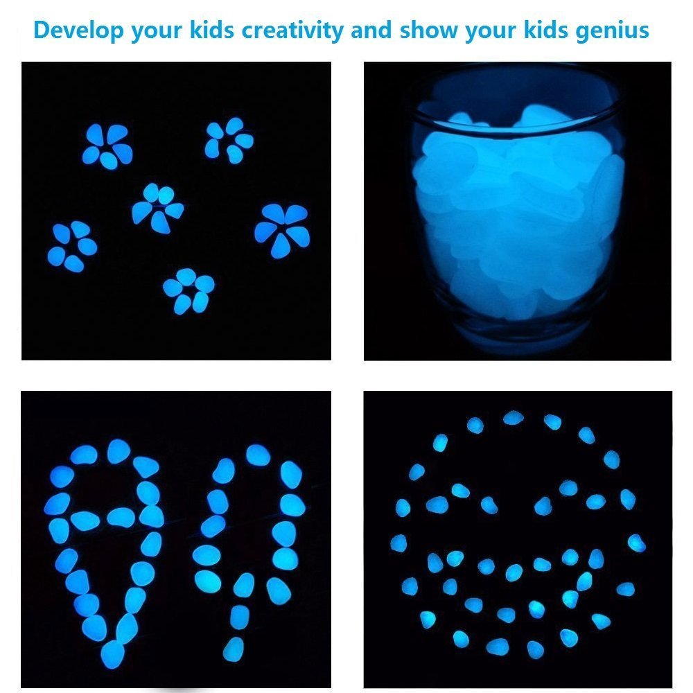 2.4Lbs 550Pcs Glow in the Dark Stones Garden Pebbles Rocks Indoor Outdoor Decor Luminous Stone for Walkways Driveway Yard Grass Fish Tank Halloween Decoration Large Bag