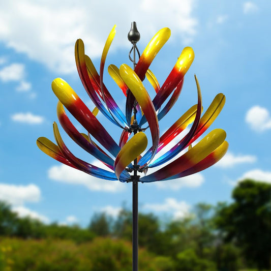 PROMISED FARM Large Wind Spinners - Decorative Garden Whirligigs - Durable Metal Flower Art - Ideal for Yard Decor and Gifts Colorful 88" H x 27" W