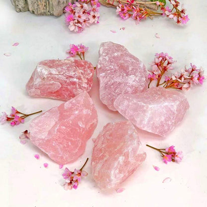 Zenkeeper 1Lb Natural Raw Rose Crystal Large Rose Quartz Stone Rough Gemstones Fountain Bulk Rocks for Tumbling, Cabbing, Polishing, Wire Wrapping, Wicca & Reiki Crystal Healing