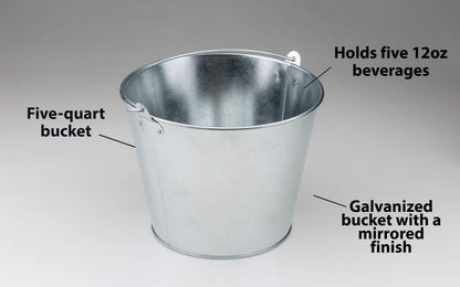 IMC Metal Galvanized Ice Bucket | Large | Silver | 5-Quart | Perfect for Parties and Tailgates