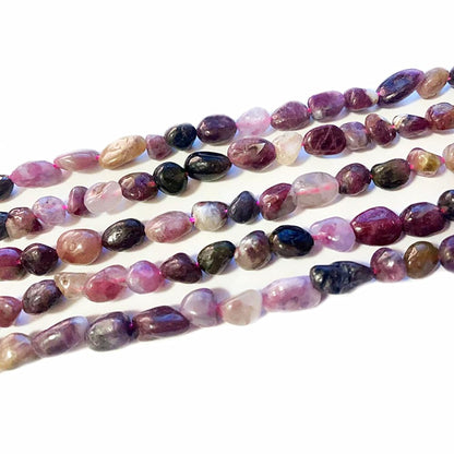 jodaying 6-8mm Natural Mutilcolor Tourmaline Nuggets Oval Free Tumbled Pebble Semi Precious Gemstone Loose Stone Beads Approx 15.5 inch for DIY Jewelry Making