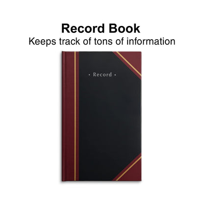 Staples Black Record Book, Hardbound, 300 Numbered Pages, 11-3/4" x 7-1/4", Durable Sewn Binding Notebook for Logs, Records & Note‑Taking