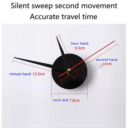 YJHWLF 3D DIY Wall Clock, LuminousFramelessSilent Living Room Dining Room Simple 3D Wall Sticker Wall Clock Creative Luminous DIY Acrylic Punch-Free Quartz Clock (15.8IN)