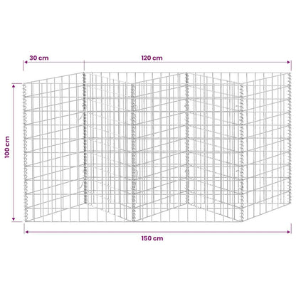 Gabion Basket Galvanized Steel 47.2"x11.8"x39.4" Rustproof Metal Fence Mesh Panels Easy to Assemble Fence Kit for Garden Border Yard Edge Fencing Outdoor Use