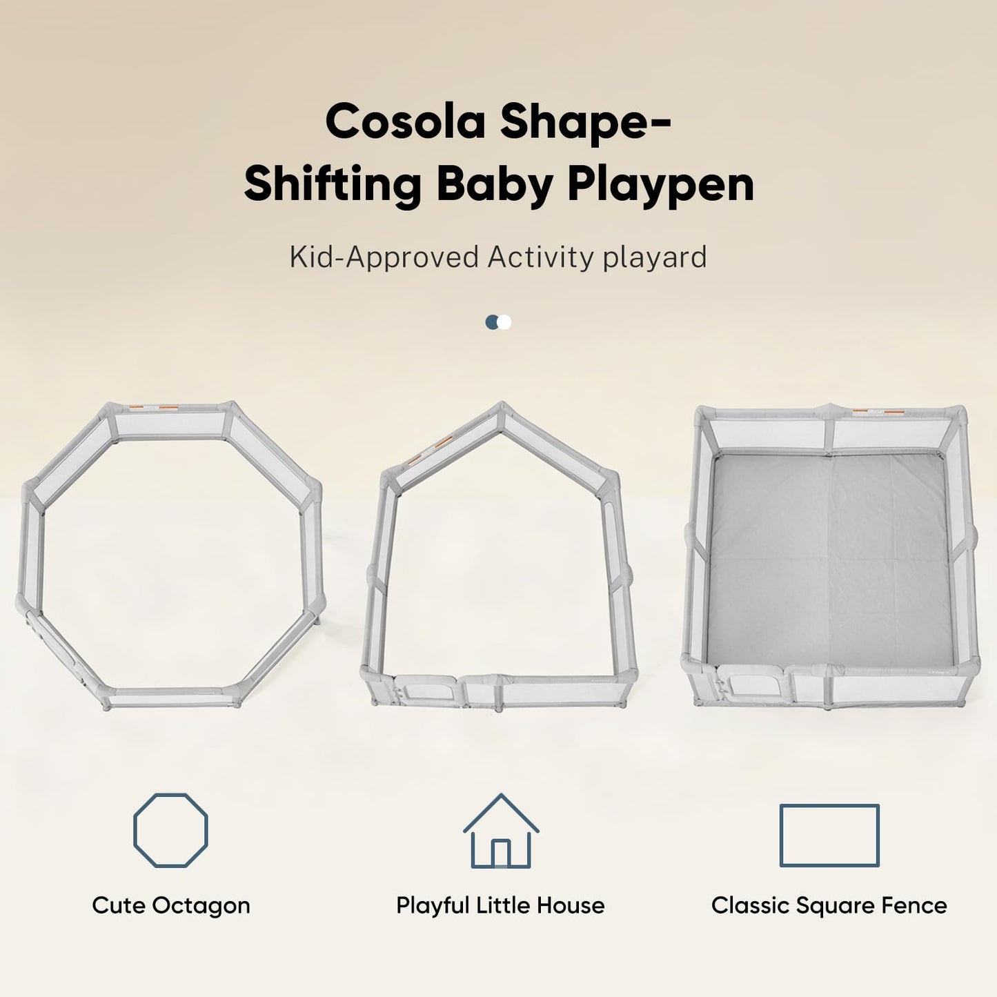 Cosola Foldable Baby Playpen for Toddlers & Babies, Large Play Yard with Mat, 79"x71" Extra Large Safety Playpen for Indoor Outdoor, Anti-Escape Dual Door Play Pen for Infants,Grey