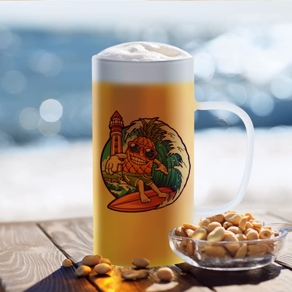 PYD Life Sublimation Glass Blanks Beer Mugs Frosted 22 OZ Coffee Tumblers Cups with Handle for Mug Tumbler Heat Press Printing UV DTF HTV DIY Projects 4 Pack