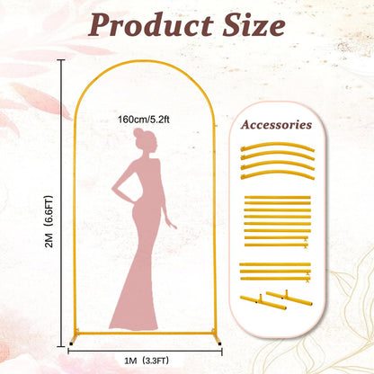 Vincidern 6.6 FT Wedding Arch Backdrop Stand for Parties, Balloon Arch Stand, Wedding Arches for Ceremony, Metal Arch Backdrop Stand for Bridal Baby Showers, Birthday Party Decoration Door Frame Gold