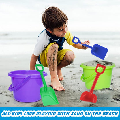 BeneFine 12 Pack Sand Buckets and Shovels for Kids 7.48 Inches | Beach and Sand Toys at The Beach | Use for Sand Molds at The Sandbox -12 Pail and 12 Shovel Set