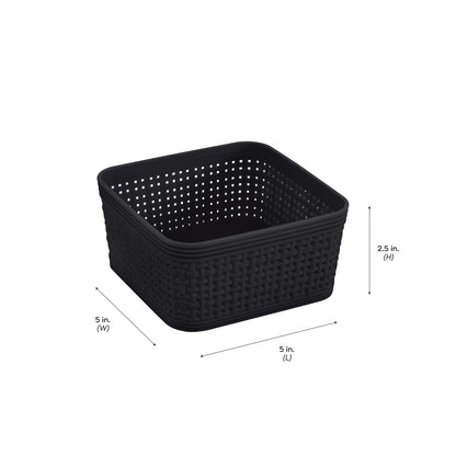 Simplify 10 Piece Organizing Set | Multiple Size Bins | Multipurpose | Office | Desk | Dorm | Bathroom | Storage Basket | Small Items | Accessories | Black