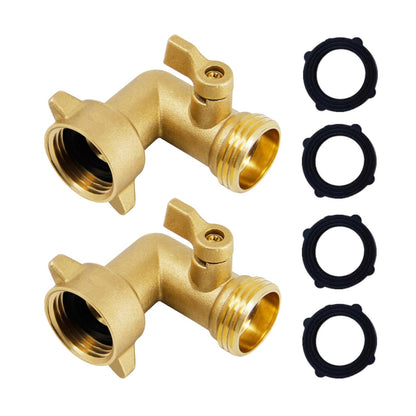 EZtar 90 Degree Garden Hose Elbow with Shut Off Valve - RV Water Hose Connector Brass Fitting for Tight Spaces (Elbow)