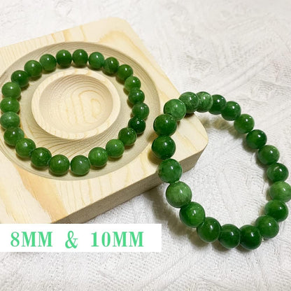 Green Jade Bracelets for Couples | 8mm & 10mm Beads Natural Chakra Crystal Jewelry for Meditation | Love and, Come with Box & Beading Tool