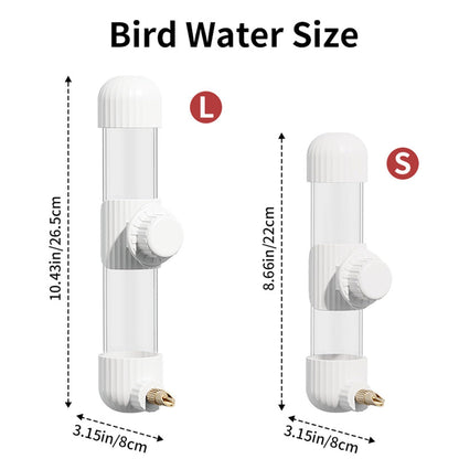 9.4 Fl Oz No Mess Bird Water Dispenser, Automatic Parrot Water Feeder with Spring Valve, Clear Cage Water Drinker for Parakeets Cockatiels Budgies Finch Lovebirds & Canary (White, 7.4 fl oz (220ml))