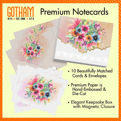 Poster Foundry Set of 3 - Blue Hydrangea Boxed Note Cards by Carol Wilson. 10 embossed 4x5 Die-Cut Notecards and Matching Stationery Envelopes in Decorative Gift Box with Magnetic Flap. NCP2101