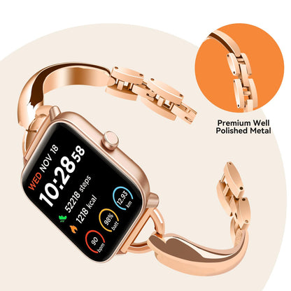 IDW13,IDW16,IDW19,IDW17 Smartwatch Bands, LYSANDRA stainless steel Shiny Fancy Wristband, Stylish Replacement Slim Strap Compatible for IDW13 Watch/Woneligo W3/IDW16 Watch/IDW19 Watch/22mm lug watch (Rosegold)