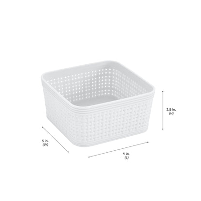 Simplify 6 Piece Organizing Set | Multiple Size Bins | Multipurpose | Office | Desk | Dorm | Bathroom | Storage Basket | Small Items | Accessories | White