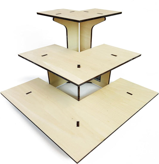 Torched 3-Tier Retail Table Display Corner Stand with Shelves for Products - Portable | 3 Step Corner Display Rack for Retail Table Top, Counter Top, Craft Shows, Farmers Market, Tradeshows