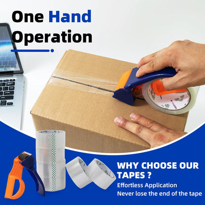 Clear Packing Tape with Dispenser – 6 Rolls,Heavy Duty Packaging Tape for Packing, Shipping & Moving, Effortless Sealing, 1.88" x 56 yd