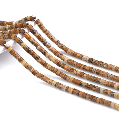 BEADIA Natural Brown Picture Jasper Spacer Beads Caps Flat Round Loose Beads for Beading Jewelry Making 3mmx2mm 38cm