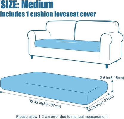 Smiry Waterproof Couch Cushion Covers, Stretch Jacquard Thick Sofa Cushion Covers, Washable Seat Slipcover Elastic Furniture Protector for Pets, Kid (Medium, Navy)